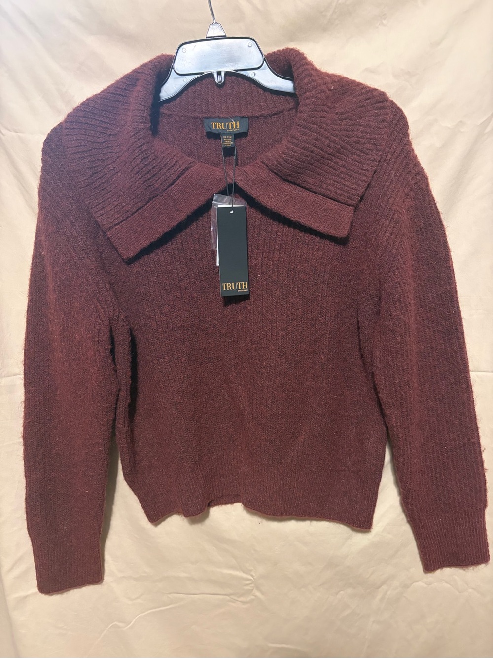 Truth Women's Wide Ribbed Cowl Neck Sweater in Wine